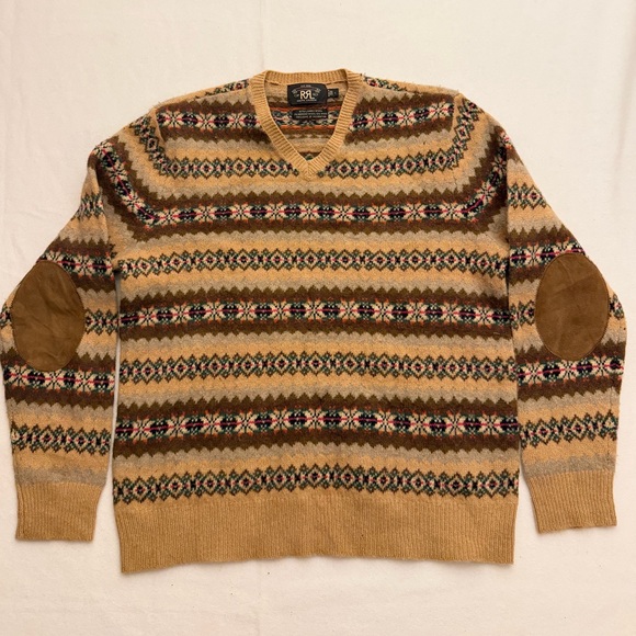 Ralph Lauren Other - Ralph Lauren DOUBLE R V-Neck Sweater SUEDE LEATHER ELBOW PATCHES